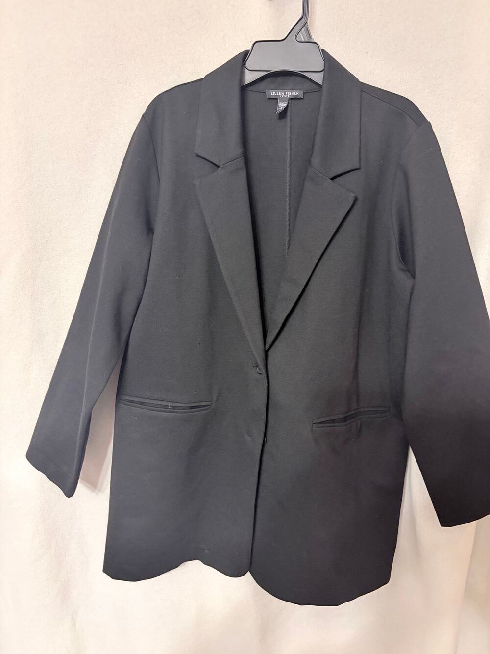 Eileen Fisher Black Easy Open Front Professional Suit Jacket